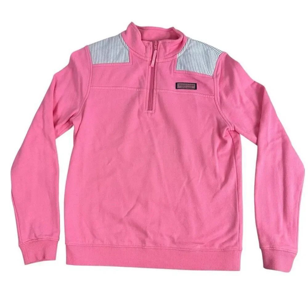 Vineyard Vines Girls Large 14 Cotton Shep shirt Pink Blue White